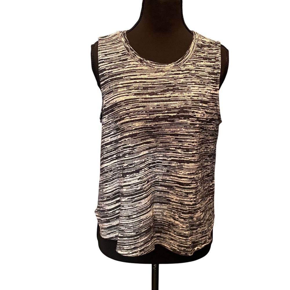 Madewell Space Dye Cotton Sleeveless Tank Top Black Gray M Minimalist Casual‎